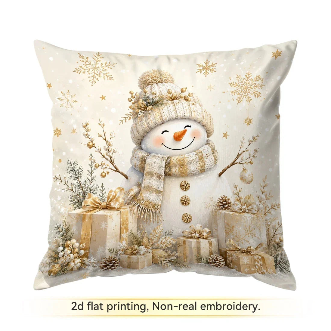 1/4 Pièces de Housses de Coussin Dorées pour Décoration de Noël en Polyester pour la Maison, la Voiture et le Canapé